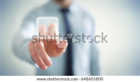Businessman using tactile interface web address bar to surf on internet 3D rendering