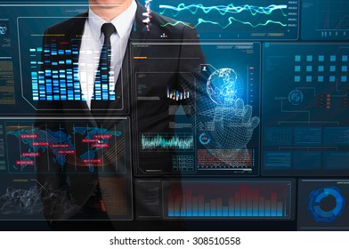 businessman using technology interface