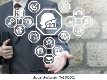 Businessman using virtual interface offers head chart icon. Business analysis. Analyze of performance indicators and enterprise development strategy planning. Analytics.