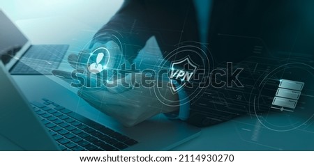 Businessman using Virtual Private Network technology on smartphone encrypted tunnel to remote server on internet to protect data privacy or bypass censorship.VPN secure connection concept.