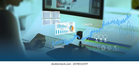 A businessman utilizes a tablet to analyze sales data, financial reports, and business growth graphs, focusing on digital marketing planning, strategy, financial reports, and investment concepts. - Powered by Shutterstock