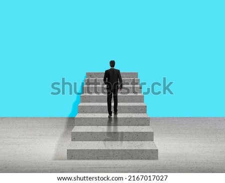 businessman walking up stairs. for design