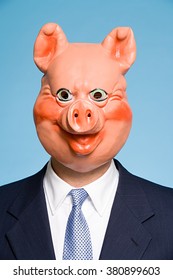 Businessman Wearing A Pig Mask