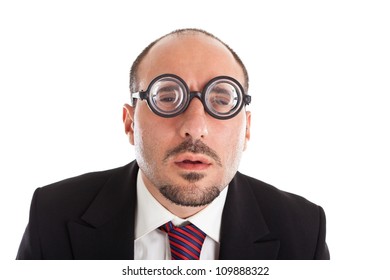 A Businessman Wearing Thick, Circle Glasses