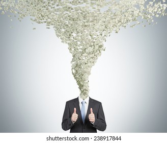 Businessman With Whirlwind Of Money  Head