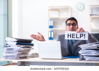 Businessman Workaholic Struggling With Pile Of Paperwork