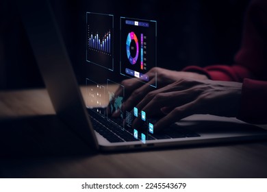 businessman working with business Analytics and Data Management System on computer, online document management and metrics connected to database. Corporate strategy for finance, operations, sales. - Powered by Shutterstock