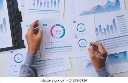 Businessman Working Calculate Data Document Graph Stock Photo ...