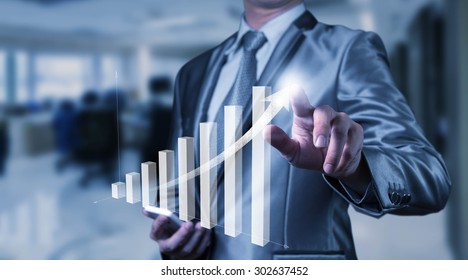 Businessman Working With Digital Chart, Business Improvement Concept