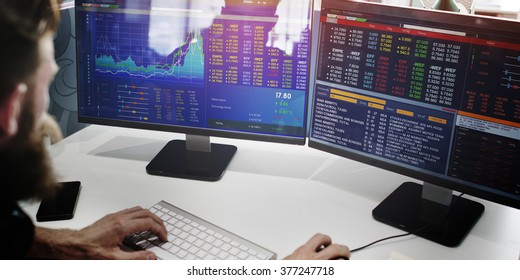 Businessman Working Finance Trading Stock Concept - Shutterstock ID 377247718