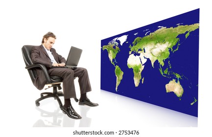 a businessman is working with his laptop