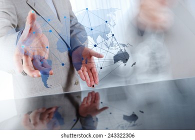 businessman working with new modern computer show social network structure as concept - Shutterstock ID 243322306