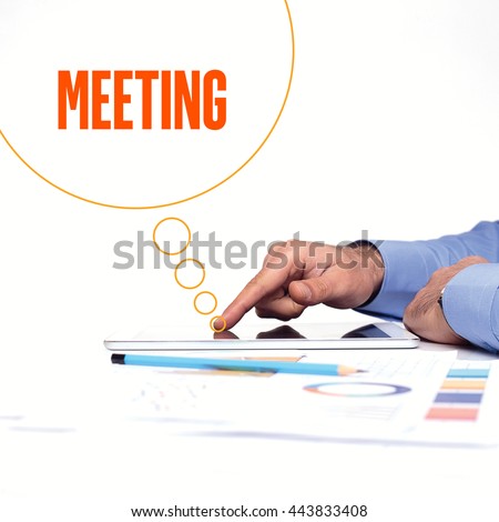 BUSINESSMAN WORKING OFFICE  MEETING COMMUNICATION TECHNOLOGY CONCEPT