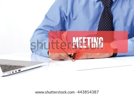 BUSINESSMAN WORKING OFFICE  MEETING COMMUNICATION SPEECH BUBBLE CONCEPT