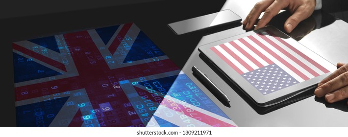 Businessman working in the office with screen tech