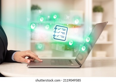 Businessman working on laptop with new business - Shutterstock ID 2119049585