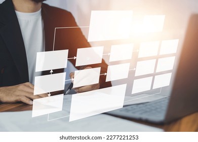 Businessman working on workflow document management concept, workflow documents manage flowchart. - Shutterstock ID 2277221253