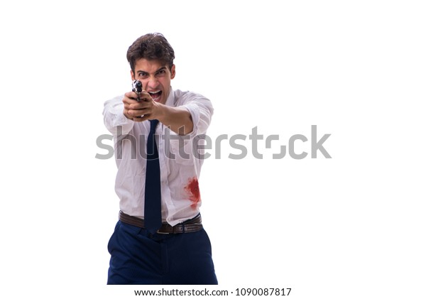 Businessman Wounded Gun Fight Isolated On Stock Photo (Edit Now) 1090087817