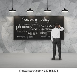 Businessman Writing About Monetary Policy