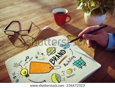 Businessman Writing Planning Marketing Brand Concept