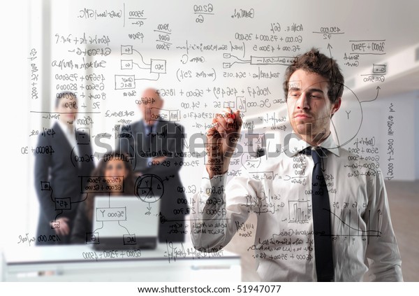 Businessman Writing Statistics Group Business People Stock Photo Edit Now