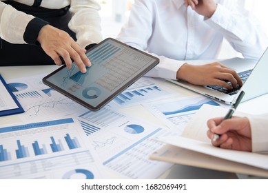 Businessmen are analyzing market data to clients or partners have been informed. business strategy concept. - Shutterstock ID 1682069491