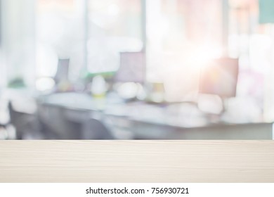 Businessmen Blur In The Workplace Or Burred Table Work In Office Room With Computer Or Shallow Depth Of De Focus Abstract Background.