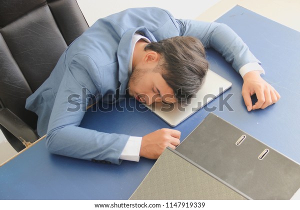 Businessmen Fall Asleep Your Desk During Stock Photo Edit Now