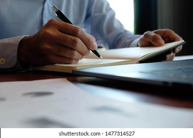 Businessmen, financial accountants, planners, work, planning, ideas in the office, using the tools and calculators to work . - Shutterstock ID 1477314527