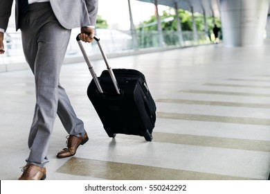 Businessmen Hold Luggage Business Trip