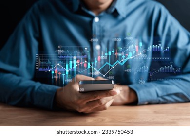Businessmen investor stock market value up. investment and analyze trading data. investor analysis with stock exchange graph on screen. Financial stock market. - Shutterstock ID 2339750453