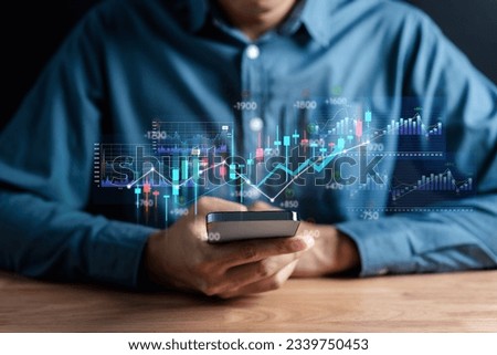 Businessmen investor stock market value up. investment and analyze trading data. investor analysis with stock exchange graph on screen. Financial stock market.