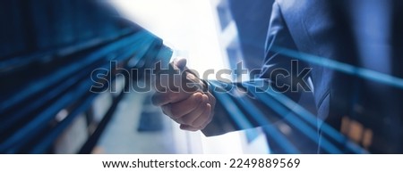 Businessmen making handshake with partner, greeting, dealing, merger and acquisition, business joint venture concept, for business, finance and investment background, teamwork and successful business Imagine de stoc © 
