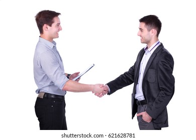 Businessmen Shaking Hands, Isolated On White Background