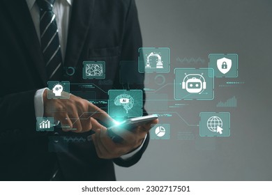 Businessmen use AI technology, big data, IoT, and smartphones to work efficiently. With the help of AI-powered smart robots, they can analyze and process data quickly and accurately. chatbot.