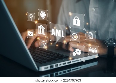 Businessmen using a computer to AML Anti Money Laundering Financial Bank Business Technology Concept - Shutterstock ID 2224707903