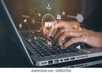 Businessmen using a computer to KPI (key performance indicators)banner web icon for business, Measurement, Optimization, Strategy, Evaluation and check list. - Shutterstock ID 2100127012