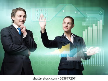Businesspeople using modern technologies
