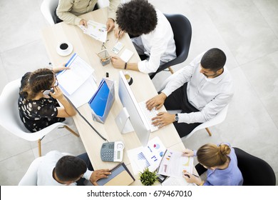 Businesspeople working in office