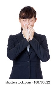 Businesswoman with allergy