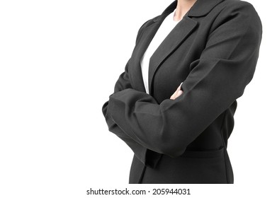 Businesswoman Black Suit Cross Ones Arm Stock Photo 205944031 ...