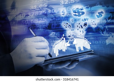 Businesswoman are checking stock exchange by using digital tablet - Powered by Shutterstock - Get 15% off with code: PIKWIZARD15