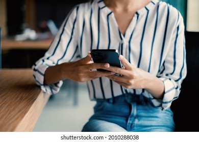 A Businesswoman Completes KYC Using An Online Banking Program In Order To Open A Digital Savings Account. The Definition Of Cyber Security.