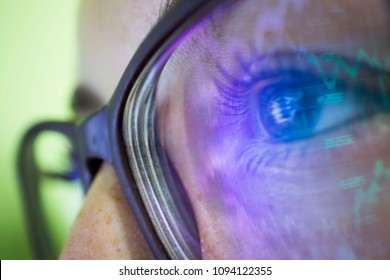 Businesswoman In Glasses, The Reflection In The Glasses Graphs, Tables, Sale