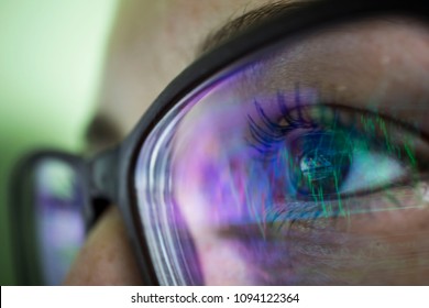 Businesswoman In Glasses, The Reflection In The Glasses Graphs, Tables, Sale