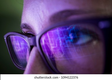 Businesswoman In Glasses, The Reflection In The Glasses Graphs, Tables, Sale