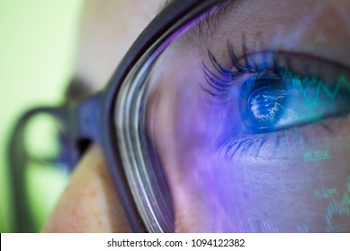 Businesswoman In Glasses, The Reflection In The Glasses Graphs, Tables, Sale