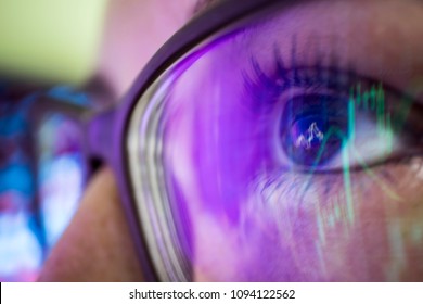 Businesswoman In Glasses, The Reflection In The Glasses Graphs, Tables, Sale