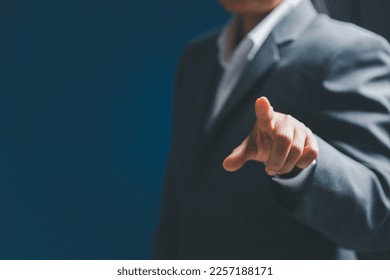 Businesswoman hand touching virtual screen, modern background concept, can put your text with icon bundle, copy space - Powered by Shutterstock