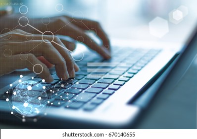 businesswoman hand working with modern technology and digital layer effect as business strategy concept / soft focus picture / blue tone
 - Powered by Shutterstock